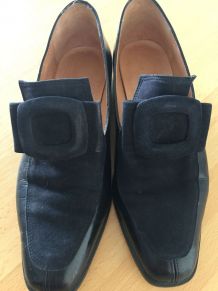 Chaussures vintage, mocassins vintage véritable, bleu marine