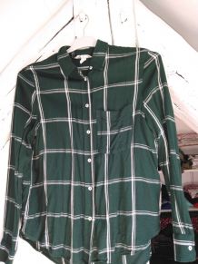 Chemise chemisier vert sapin carreaux écossaise femme T.36