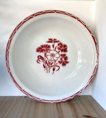 Plat vintage retro Lunéville modèle Annecy fleurs rouges