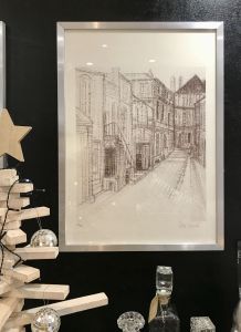 Dessin encadré rue Sarreguemines numéroté Peter Musslé