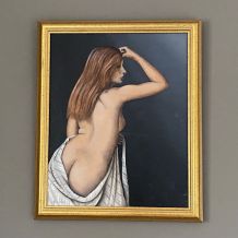 Huile sur toile. Femme au dos nu. 1960.