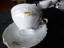 6 tasses café porcelaine "Epis de blé"