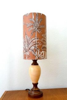 Lampe palmiers en albâtre abat-jour fait main 