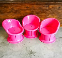 Lot de 3 Fauteuil Pink Popptorp, Ikea années 90