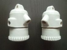 2 douilles  porcelaine blanche  , vintage