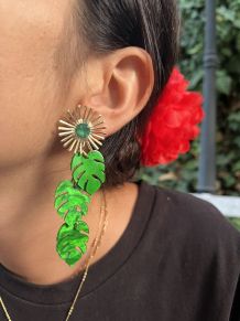 Boucles d'oreille Feuilles tropicales