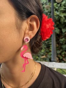 Boucles d'oreille Flamant