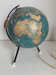 Globe vintage 1974 terrestre mappemonde Taride tripode - 28 