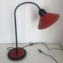 Lampe vintage 1970 bureau grande Aluminor tomate  - 55 cm