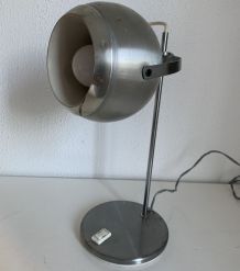 Lampe vintage 1960 de table eyeball acier brossé Aluminor - 