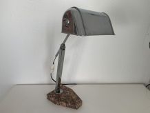 Lampe vintage 1930 Fare artisanat Français marbre rose  - 45