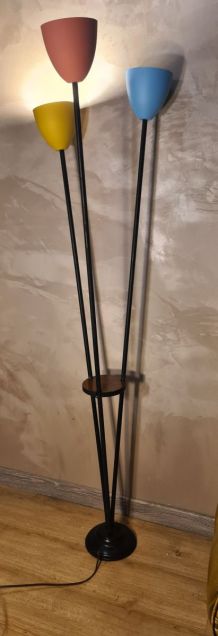 lampadaire  mid  century 1950 a 70   abat jour tole acier pe