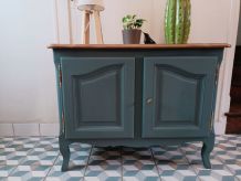 Joli petit buffet bleu gris rénové