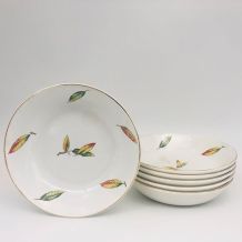 6 assiettes creuses, style écuelle « Digoin Sarreguemines / 