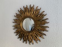 Miroir vintage 1960 soleil oeil de sorcière or - 53 cm