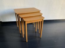 Tables gigognes vintage 1960 table basse d'appoint bois clai