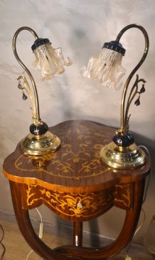 paire de lampes ceram et laiton style art nouveau  ,,tulipe 