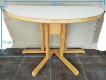 BAUMANN France table ronde demi-lune bois naturel beige