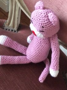 Chat au crochet tricot vintage décoration enfance