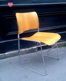 Lot de 6 chaises scandinaves bois et chrome-1970