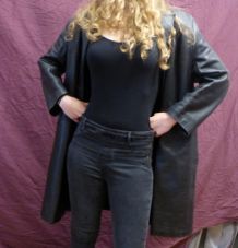 Long manteau cuir noir