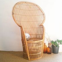 Grand fauteuil Emmanuelle rotin vintage