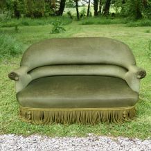 Banquette crapaud ancienne vert olive