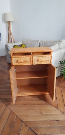Commode cannage rotin vintage