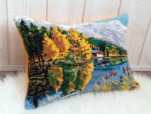 Coussin canevas paysage lac de montagne