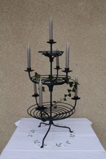 Chandelier, bougeoir, candélabre, 7 branches, en fils métal 