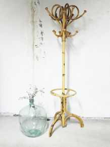 Grand Portemanteau vintage perroquet en rotin 