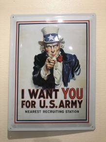 Affiche en métal "I Want You For U.S. Army" (40 cm x 30 cm)