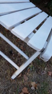 fauteuils de jardin pliants blancs en bois des années 70