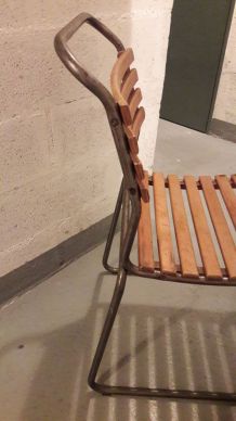 4 chaises indus. bois et fer / années 50