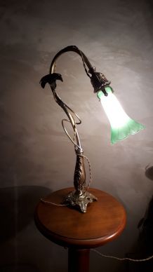 grande lampe art nouveau laiton et bronze