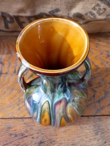 Vase à deux anses en céramique émaillée 