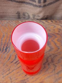 Joli vase en verre soufflé orange - Années 70