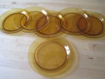 6 assiettes plate   en verre Verico France vintage 1970 