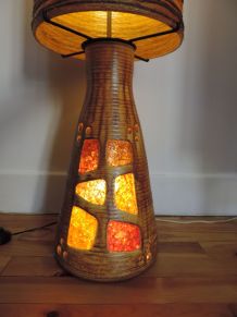 Lampe géante à poser en céramique-Potiers d'Accolay circa 19