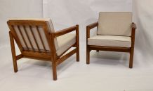  Paire de fauteuils style scandinave années 60 tissu chiné f