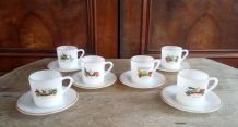 Ensemble de 6 tasses et 6 soucoupes Arcopal - Vieux tacots 