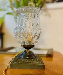 Lampe sur pied bronze &amp;amp; verre vintage
