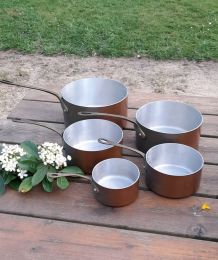 5 casseroles anciennes cuivre et etain