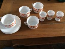 Tasses et coquetiers fleurs Arcopal