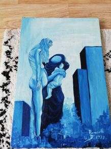 Tableau signé toile Art huile sur toile 