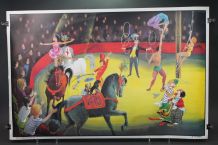 Ancienne affiche scolaire: Le cirque, la chambre d'enfant
