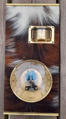 Baromètre/thermometre vintage,decor peau de bête 