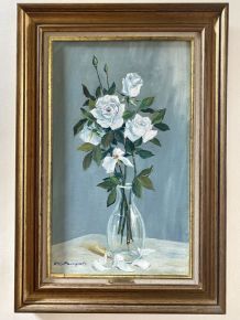 Huile sur toile « Les Roses Blanches » de Guy Pennamen