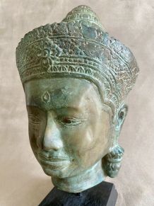 Bronze représentant une tête d’homme khmer