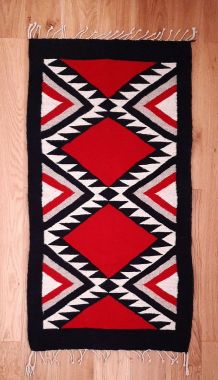 Tapis kilim ethnique oriental rouge noir beige 60x130cm